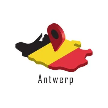 Antwerp Map With Map Pointer Illustrazione stock