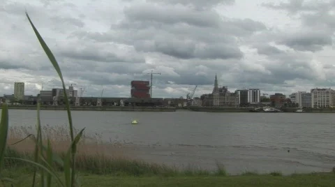 Antwerp museum at the Schelde Stock Footage 682566