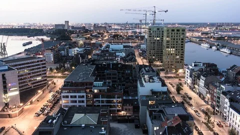 Antwerpen - Eilandje view from Above Video stock 83321535