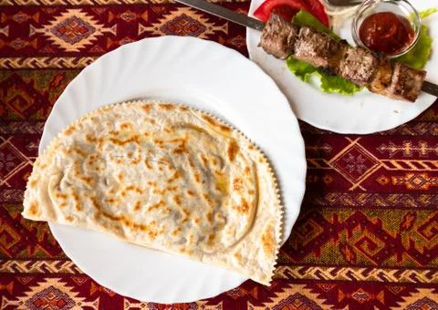 Antyk - thin fried meat pie is a national Tatar dish Stock Photos