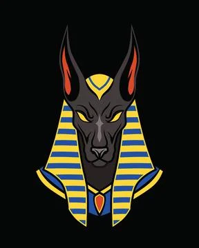 Anubis Color Flat Vector Illustration Isolated Egyptian God of the Dead black Stock Illustration