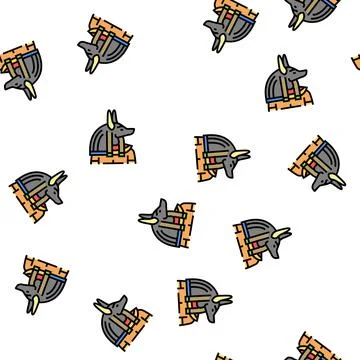 Anubis egypt vector seamless pattern Stock Illustration