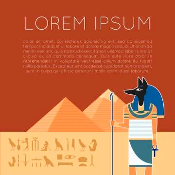 Anubis flat banner Stock Illustration