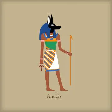 Anubis, God of the dead icon, flat style Stock Illustration