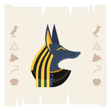 Anubis head egyptian god. Vector Stock Illustration