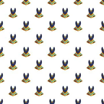 Anubis head pattern repeating on white background Stock Illustration