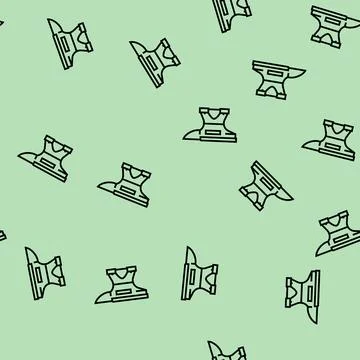 Anvil blacksmith line seamless pattern Stock Illustration