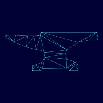 Anvil block low poly triangulation triangulated polygonal electric cyan blue  Stock Illustration