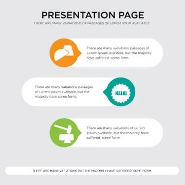 Anvil, halal, truffle presentation design template in orange, green, yellow c Stock Illustration