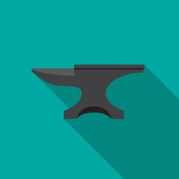 Anvil icon with long shadow. Flat design style. Illustrazione stock