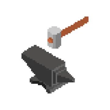 Anvil pixel art. 8 bit Blacksmith tool. pixelated Vector illustration Stockillustratie