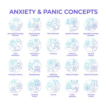 Anxiety and panic attacks gradient outline concept icon pack Stockillustratie