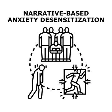 Anxiety desensitization narrative therapy group session Stock Illustration