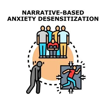 Anxiety desensitization narrative therapy group session Stock Illustration