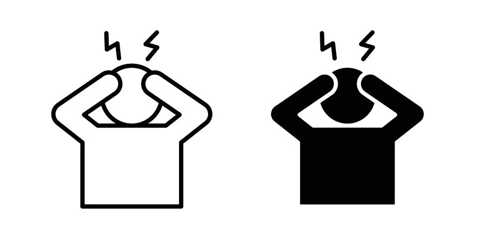 Anxiety icon linear versions pack on white background Stock Illustration