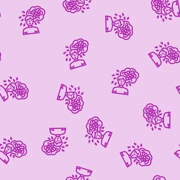Anxiety man disease line vector seamless pattern Stock Illustration