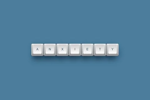 Anxiety text on a 3d keyboard button with shadow concept series Иллюстрация