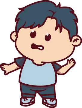 Anxious Chibi Boy Looking Scared and Worried Stock Illustration