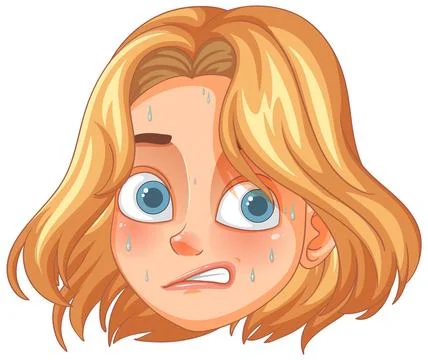 Anxious Expression with Sweat Drops Stock Illustration