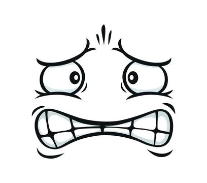 Anxious face expression, cartoon emoji in panic Stock Illustration