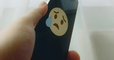 Anxious face with sweat emoji, presentation Video stock 313436059