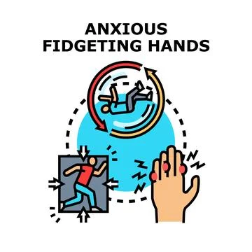 Anxious fidgeting hands experiencing stress and pressure Stock Illustration