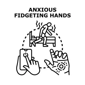 Anxious fidgeting hands experiencing stress and discomfort Stock Illustration