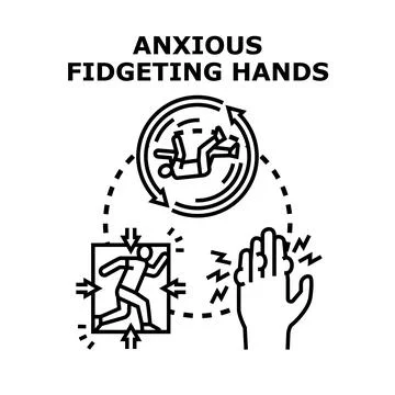 Anxious fidgeting hands experiencing stress and pressure Stock Illustration