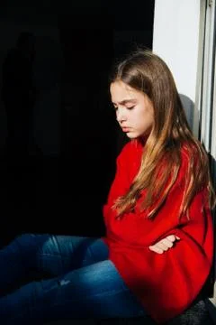 Anxious girl with problems Stock Photos