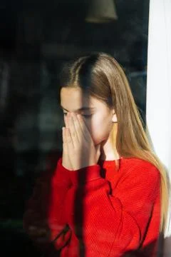 Anxious girl with problems Stock Photos