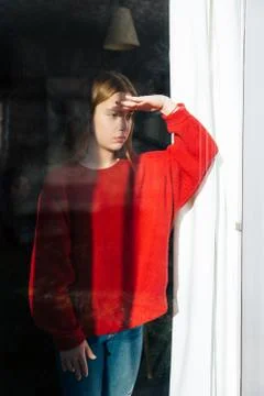 Anxious girl with problems Stock Photos
