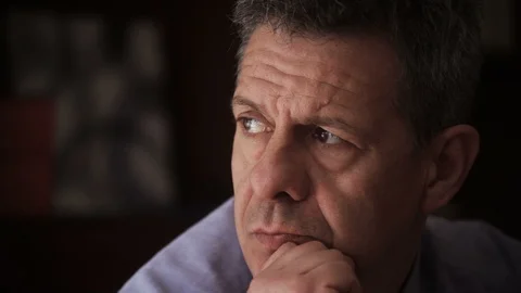 Anxious Mature man ponders the problem Stock-Footage 100929073