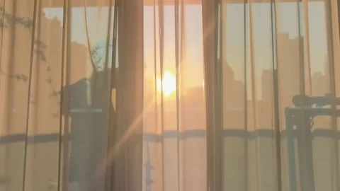 Anxious men paced back and forth,his shadow on the gauze curtain. Stock Footage 170474101