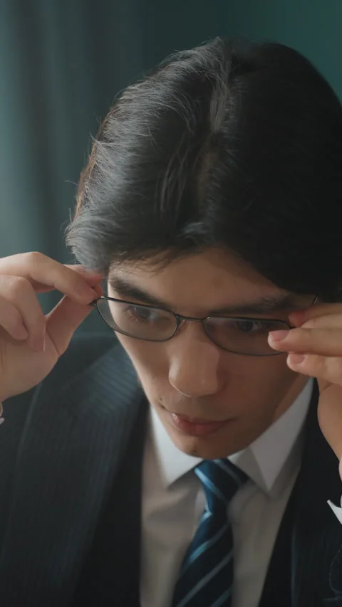 Anxious professional adjusting appearance before interview. Young professional 스톡 동영상 346228037