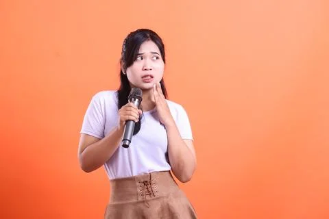 Anxious Singer on Stage Stock Photos