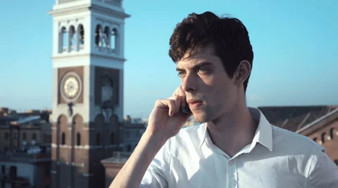 Anxious young man at the mobile phone: nobody answers to his call Video stock 47828041