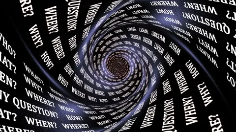 ANY QUESTION Keywords, Five Ws, Animation, Loop Video stock 312359549