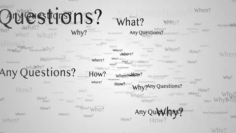 ANY QUESTION Keywords, Five Ws, Animation, Loop 库存影片 314753082