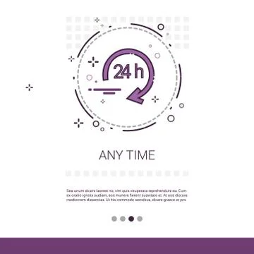 Any Time Open Service Public Sign Banner With Copy Space Stock Illustration