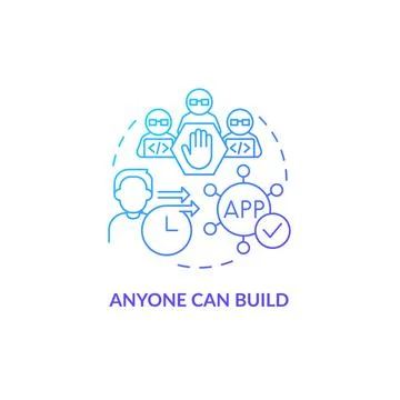 Anyone can build blue gradient concept icon Stock Illustration