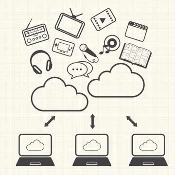 Anyone using the cloud. Cloud computing concept. Vector 스톡 일러스트