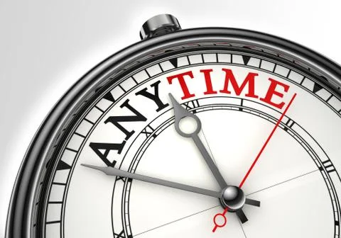 Anytime concept clock closeup Stock Illustration