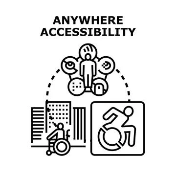 Anywhere accessibility concept for people with disabilities Stock Illustration