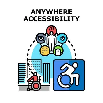 Anywhere accessibility concept for people with disabilities Stock Illustration