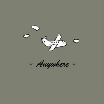 Anywhere text and Plane Stock Illustration