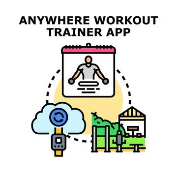 Anywhere workout trainer app concept vector illustration Ilustración de archivo