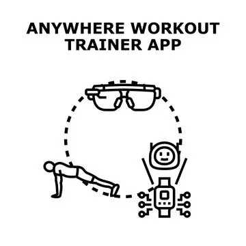 Anywhere workout trainer app wearable technology concept 库存插图