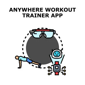 Anywhere workout trainer app wearable technology concept Stock Illustration