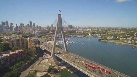 ANZAC Bridge Aerial Stock Footage