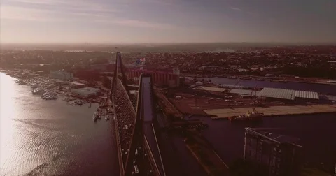 ANZAC bridge facing west Stock Footage 78477272